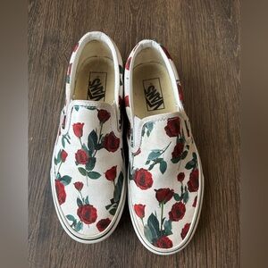 Vans Classic Slip-On Sneakers floral- Red Roses M6.5/W8